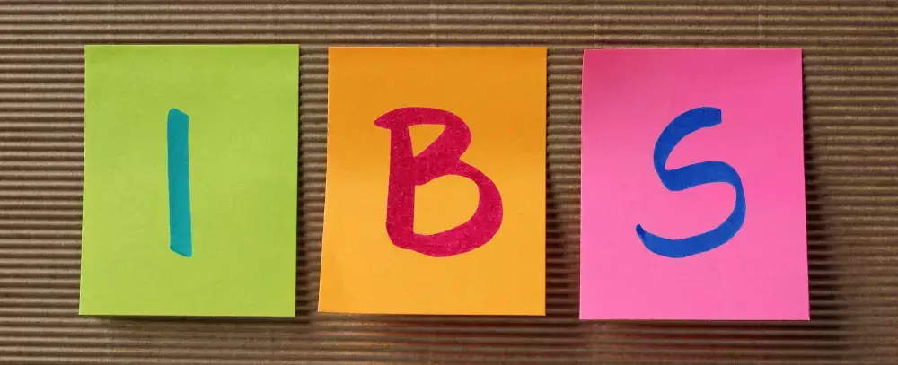 IBS (Irritable Bowel Syndrome) acronym on colorful sticky notes
