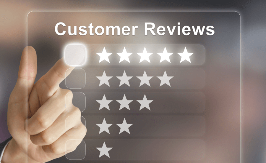 An image of customer reviews with stars